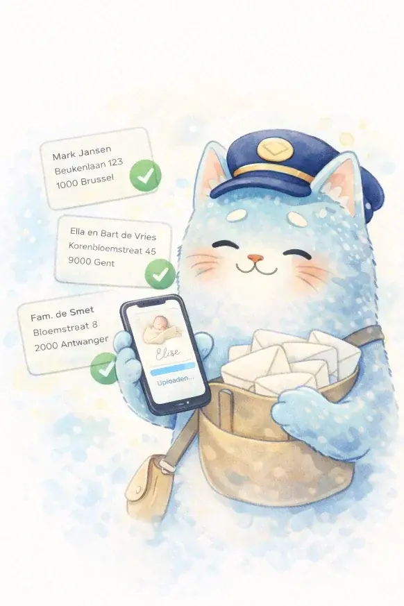 Adressen voor geboortekaartjes verzamelen op een plek