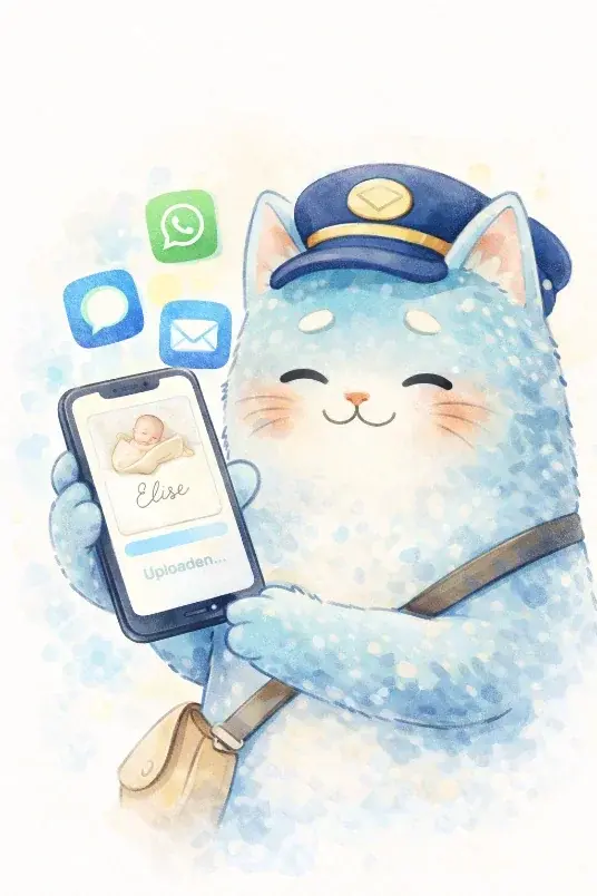 Geboortekaartje online delen met familie in het buitenland