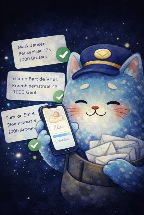 Adressen voor geboortekaartjes verzamelen op een plek